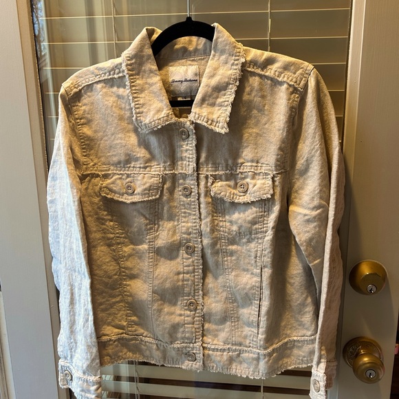 Tommy Bahama Jackets & Blazers - Tommy Bahama Short Linen Jean Jacket Style Jacket in Tan. Size L